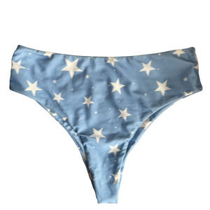 Shein High Waisted Blue White Stars Swim Bottom L